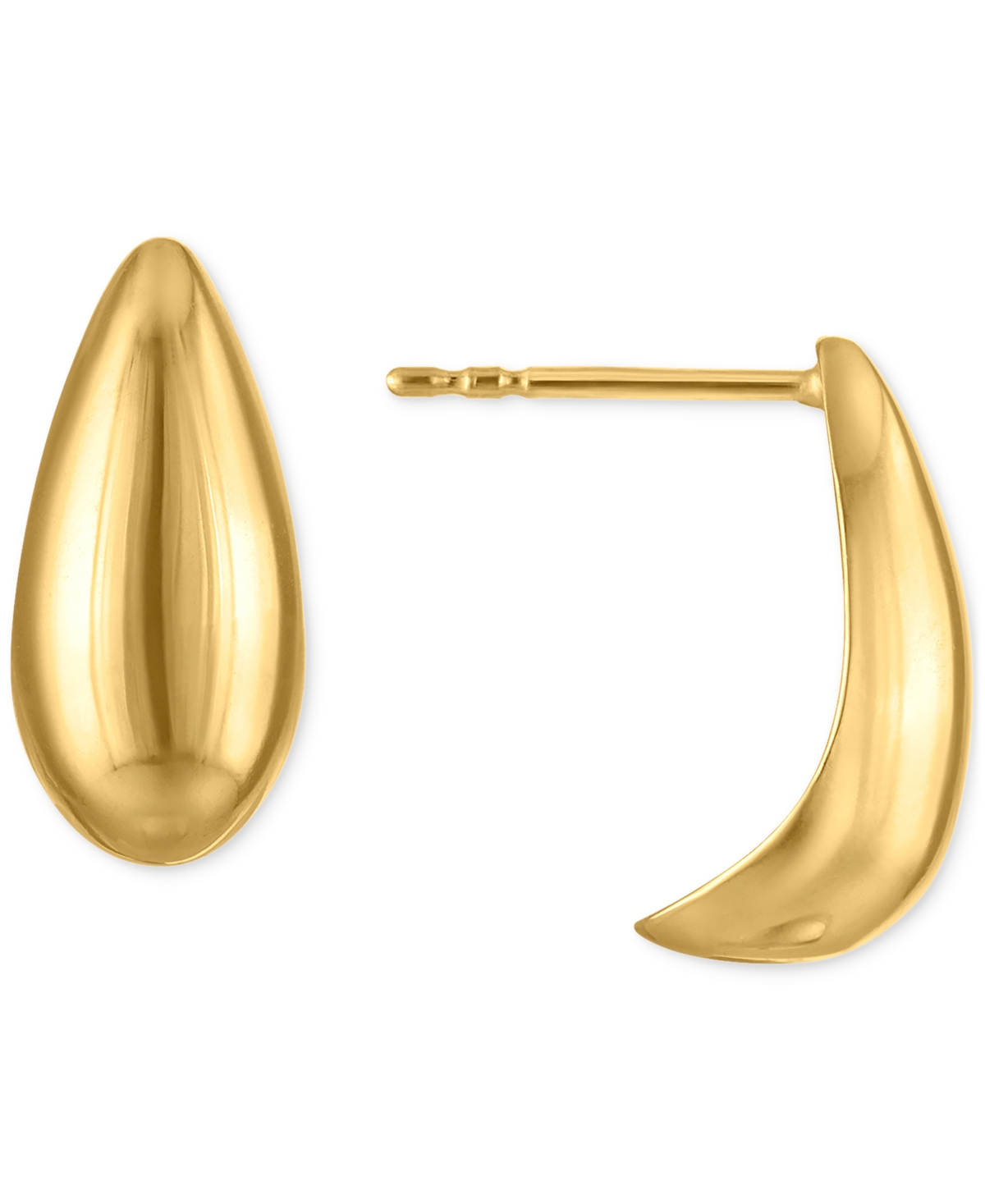 Macy's Polished Curved Teardrop Stud Earrings In 10k Gold In Gold
