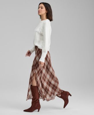 Women's Plaid Bias-Cut Slip Skirt, Macy's Exclusive