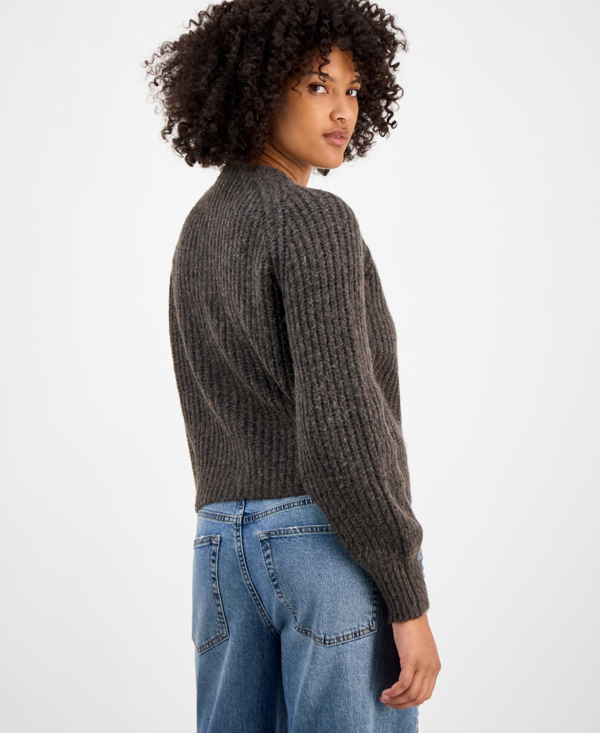 And Now This Women's Shaker Stitch Button-front Cardigan, Macy's Exclusive In Gray