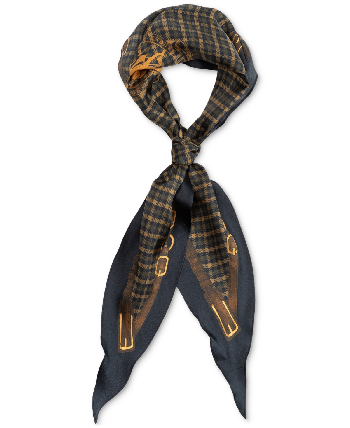 Ralph Lauren Belting & Plaid Diamond Silk Scarf In Multi
