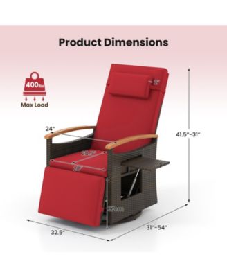 Set Of 2 Outdoor 360° Swivel Rattan Recliner Chair Patio Wicker Chaise Lounge Chair