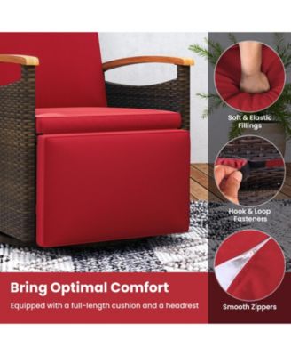 Set Of 2 Outdoor 360° Swivel Rattan Recliner Chair Patio Wicker Chaise Lounge Chair