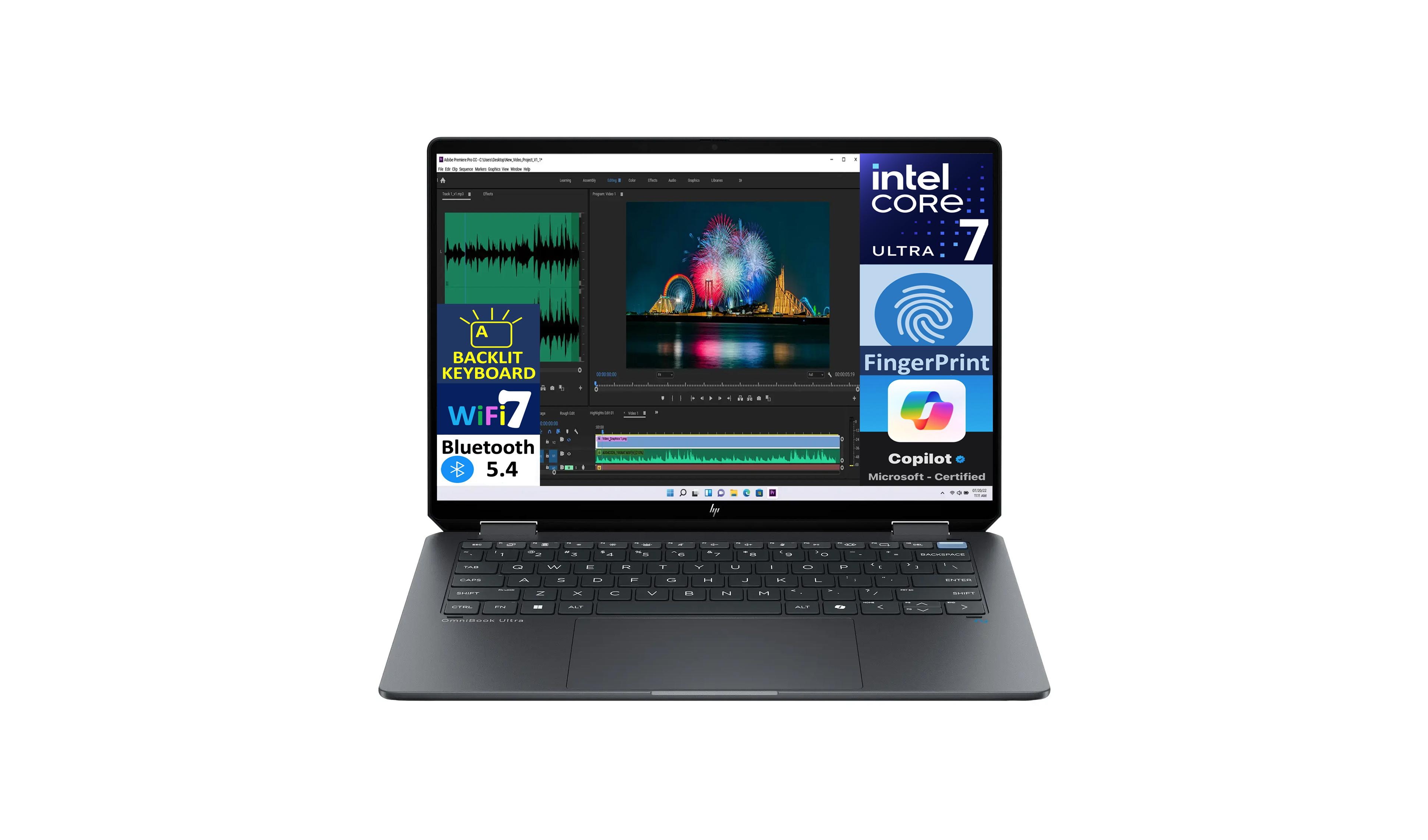Hp OmniBook Ultra Flip 2-in-1 Laptop 14.0" 2.8K Display (Intel Ultra 7-256V, 16GB LPDDR5, 2TB PCIe Ssd,Fp, 2 TB4, WiFi 7, Win 11 Home)