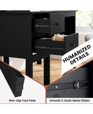 Home Office Workstation Laptop Table with Hutch and Drawers