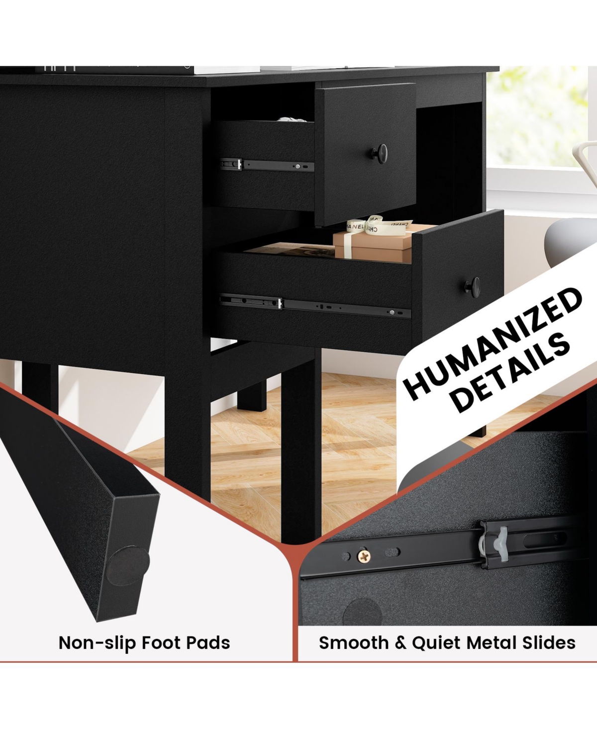 Mecale Home Office Workstation Laptop Table with Hutch and Drawers