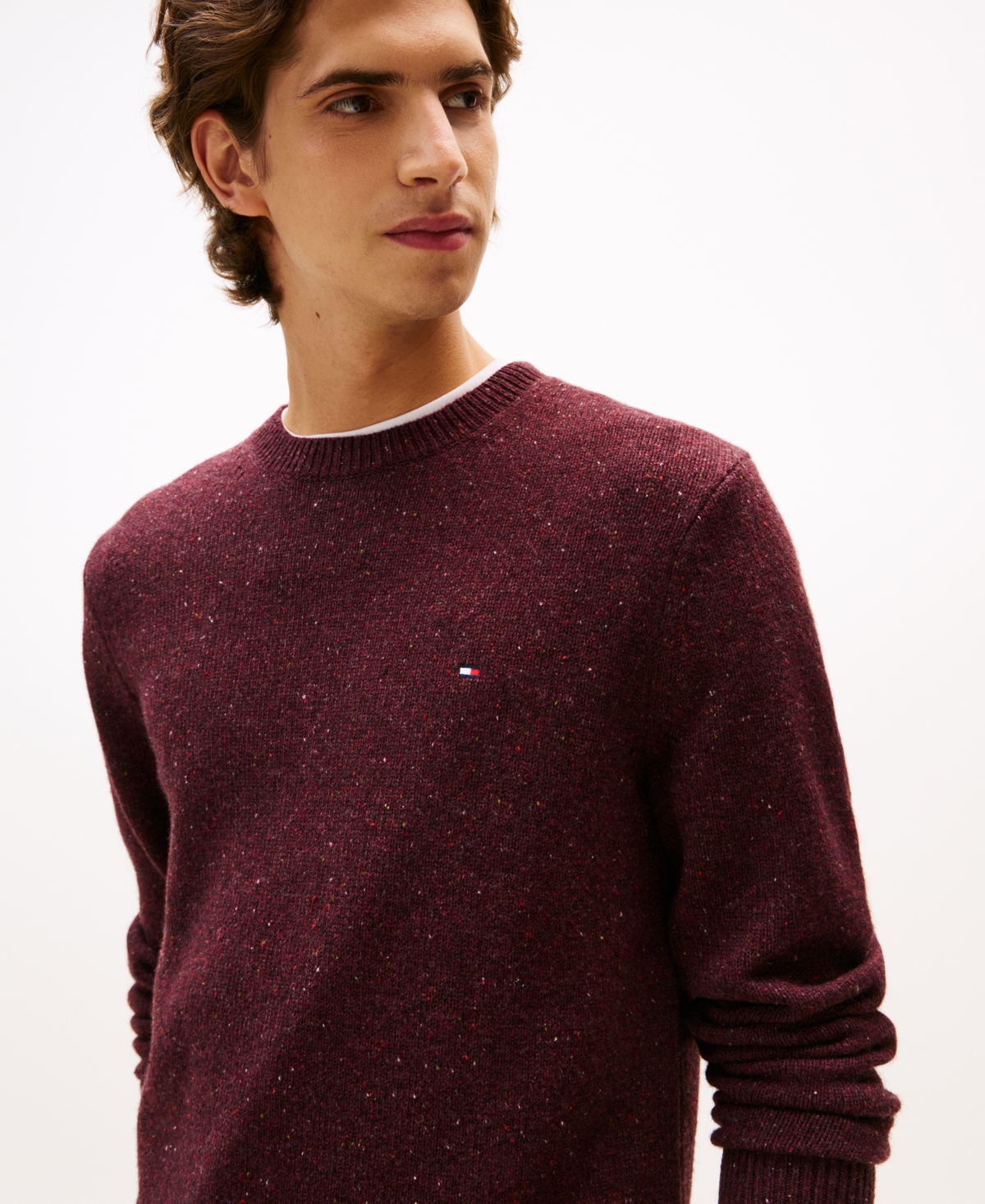 Tommy Hilfiger Donegal Wool In Burgundy