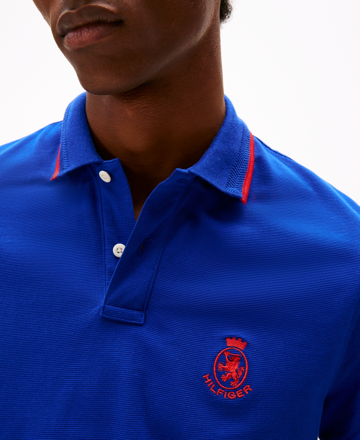 Tommy Hilfiger Regular Fit Crest Logo Pique Polo In Blue