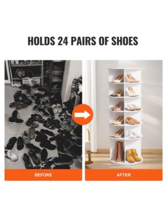 6-Tier Rotating Shoe Rack Tower, 360&amp;deg; Spinning Round Organizer for Entryway Storage