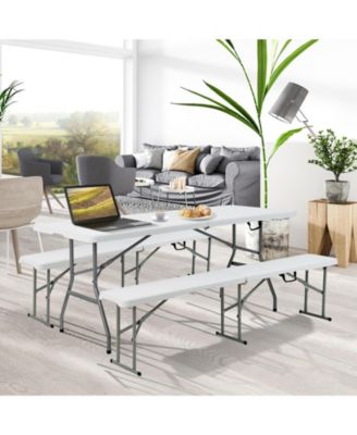 portable folding camping table with carrying handle for picnic