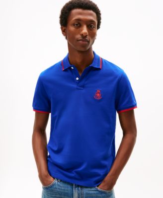 Men's Classic-Fit Seasonal Embroidered Crest Tipped Polo Shirt