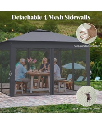 11 X 11 FT Pop up Canopy Tent w/ Mesh Screen Netting Carrying Bag Zippered Doors