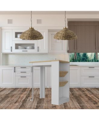 Compact Kitchen Island with Storage Drawer and Open Shelving for Extra Organization