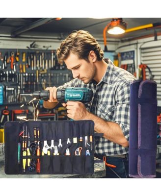 23 Pocket Tool Bag Roll Up for Men Birthday gifts, Portable Tool Storage with Zipper Pouch, Compact Small Toolbag for Handyman RV Owners, Father Day