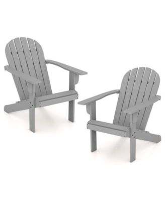 2PCS Patio Adirondack Chair with Inclined Seat High Backrest & Wide Armrests