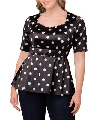 Women's Plus Size Posh Peplum Top with Sweetheart Neckline