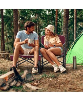 outdoor rocker camping chair with dual springs and padded back