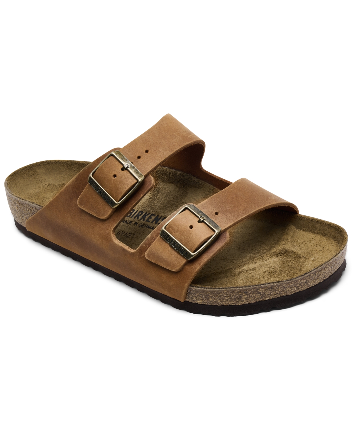 Men's Arizona Leather Two-Strap Sandals from Finish Line - Cognac Brown