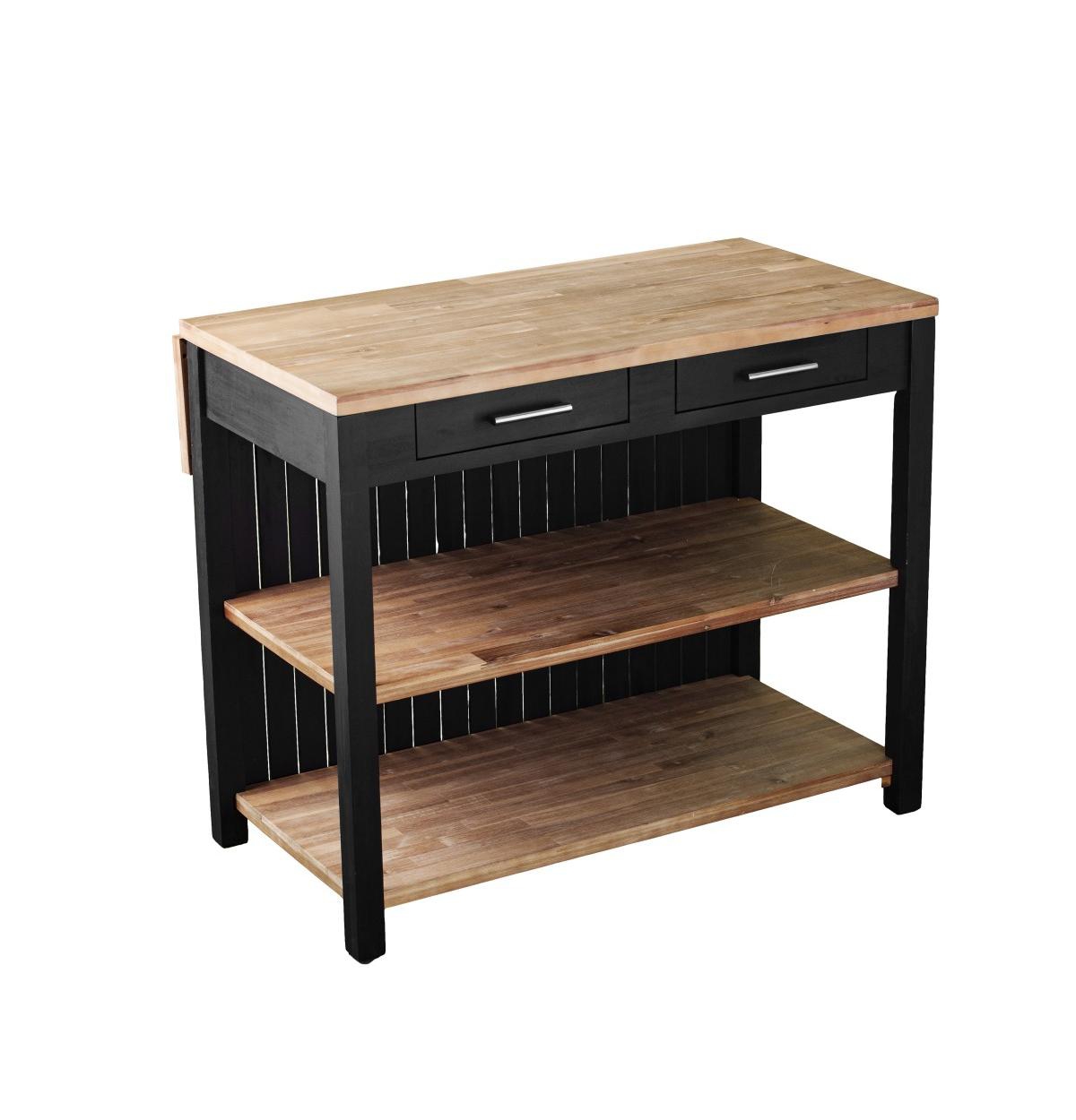 Slickblue Kitchen Island with Storage Cabinet, Open Shelves, and Drawer for Extra Counter Space