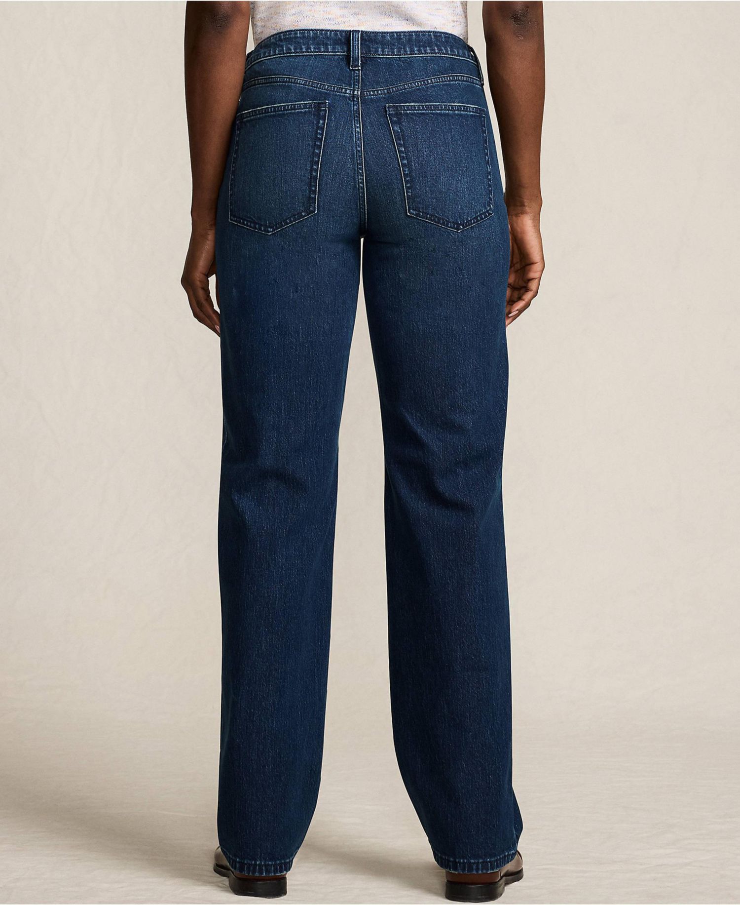 Petite Soft Denim Mid Rise Relaxed Straight Leg Jeans