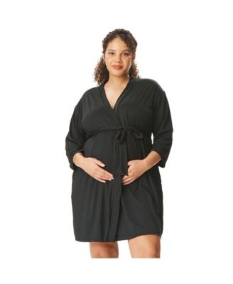 Motherhood Women's Maternity Robe and Nursing Chemise Sleep Set