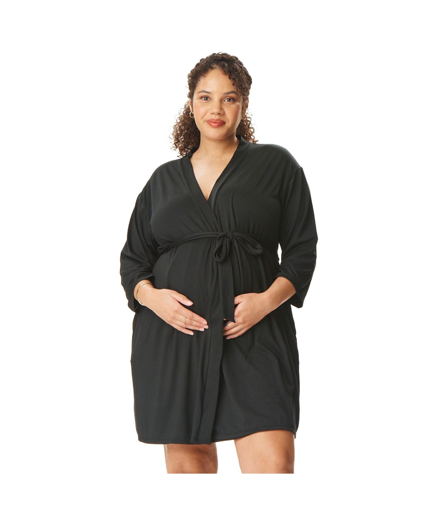 Женский комплект для беременных и кормления Motherhood Maternity: халат и сорочка, цвет: Чёрный — фото 2