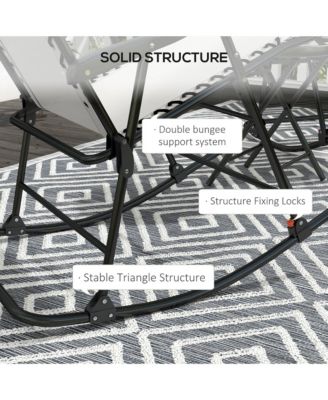 Folding Outdoor Rocking Chair Set of 2 w/ Headrests,