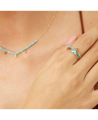 Enamel Four Color Sterling Silver Arrow Band Ring