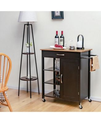 Mobile Kitchen Island Cart Serving Utility Trolley Drawer Shelf Towel Rack