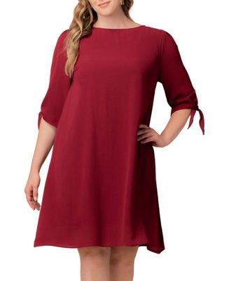 Plus Size Manhattan Shift Dress with Tie Sleeves
