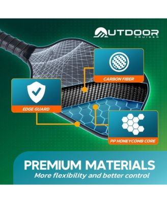 Outdoor Cruiser Pickleball Racket Set - Carbon Fiber USAPA Approved Lightweight Paddles with Polypropylene Honeycomb Core, Skill Levels, Includes 2 Rackets, a Sling Bag, 4 Balls, and 4 Grip Tapes