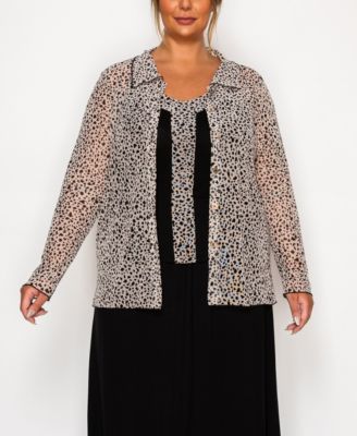 Plus Size Pebble Mesh Mix Panel Camisole Tank Top