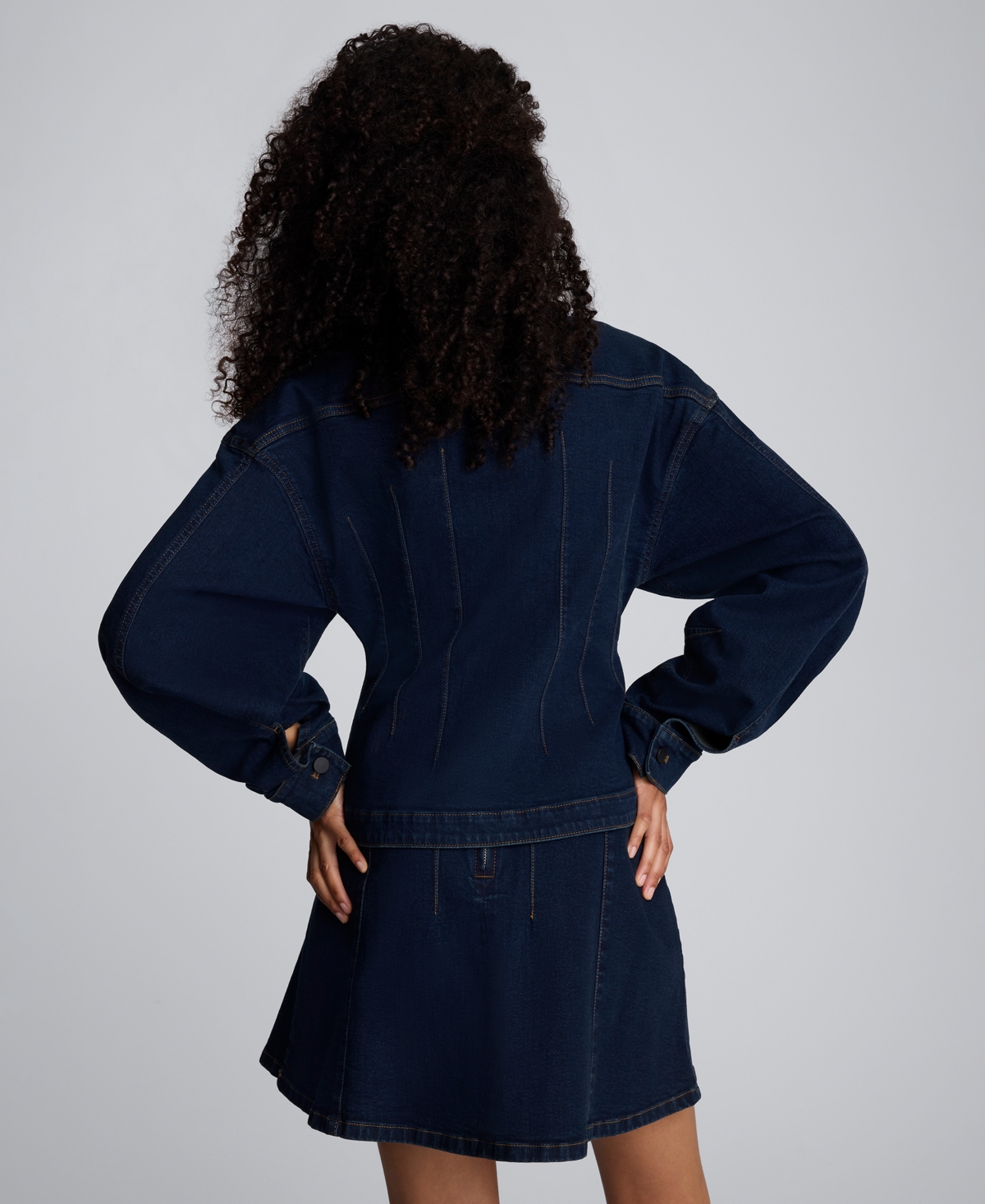 Kenneth Cole Women's Corset Waist Denim Trucker Jacket