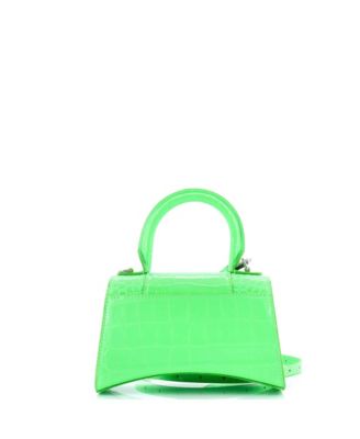 XS Hourglass Top Handle Bag Embossed Leather