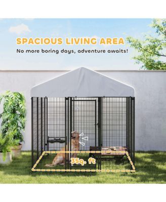Outdoor Dog Kennel, Dog Playpen Enclosure with Roof, 6' x 6' x 6'