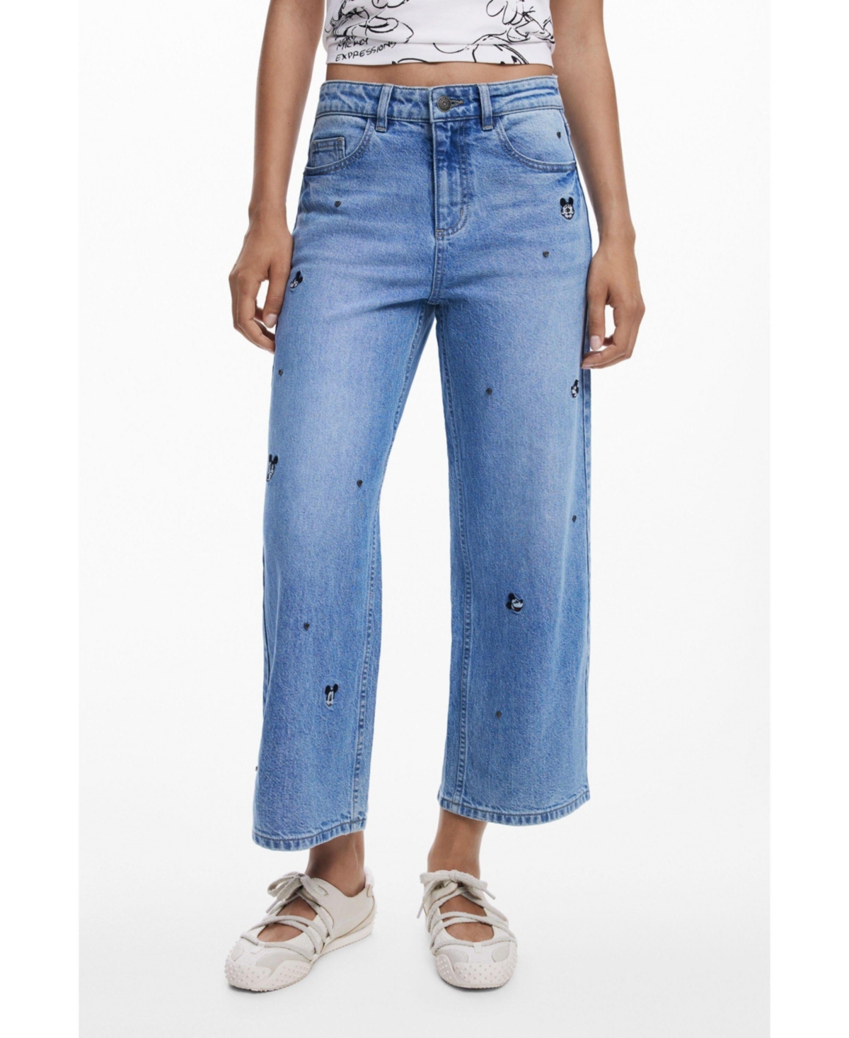 Women's Mikcey culotte jeans - Medium blue