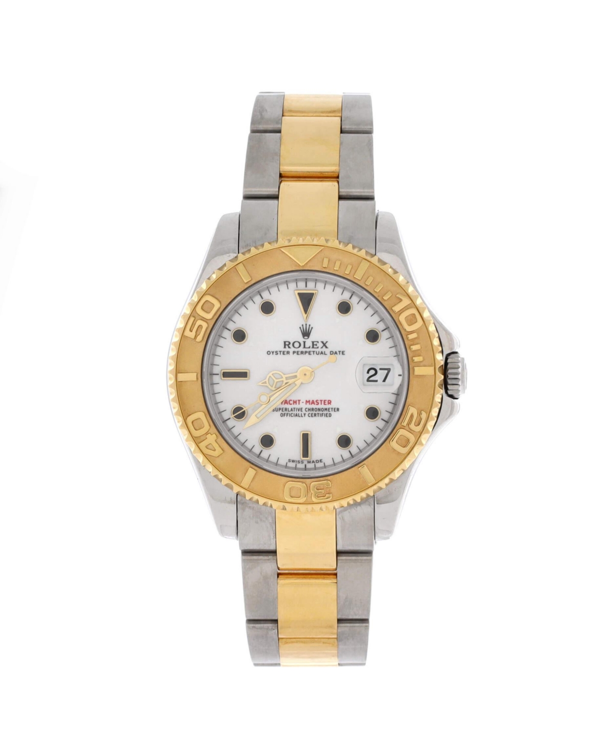 Oyster Perpetual Yacht-Master Automatic Watch in Stainless Steel and Gold 35mm - Dial color: white