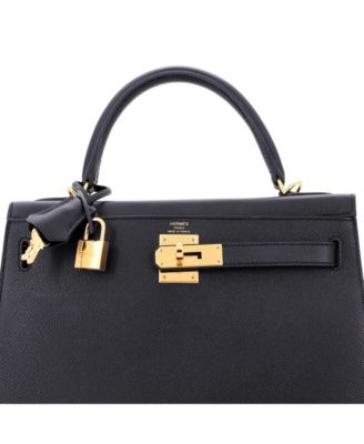 Pre-Owned Hermes Kelly 28 Handbag Black Epsom with Gold Hardware