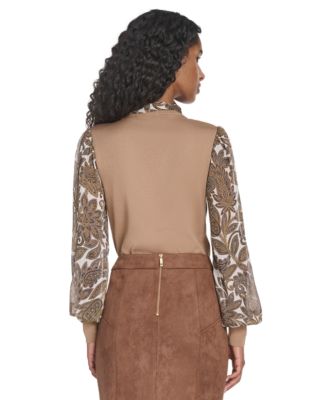 Women's Mixed Media Paisley Sweater