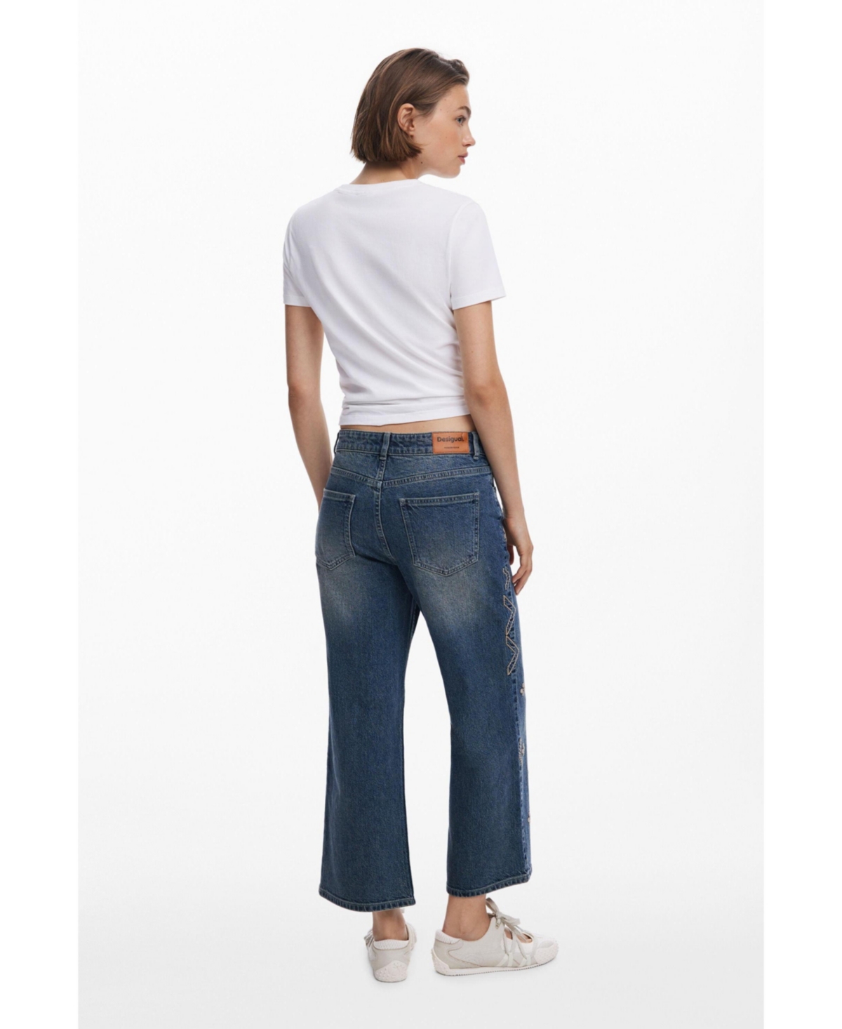 Desigual Wide Leg Jeans In Blue