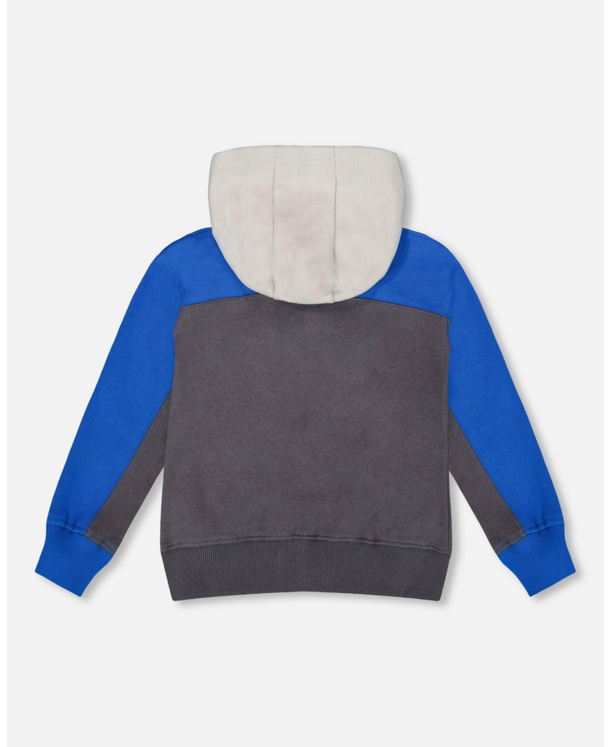 Deux par Boy Color Blocked Zip Front Fleece Hoodie Dark Gray