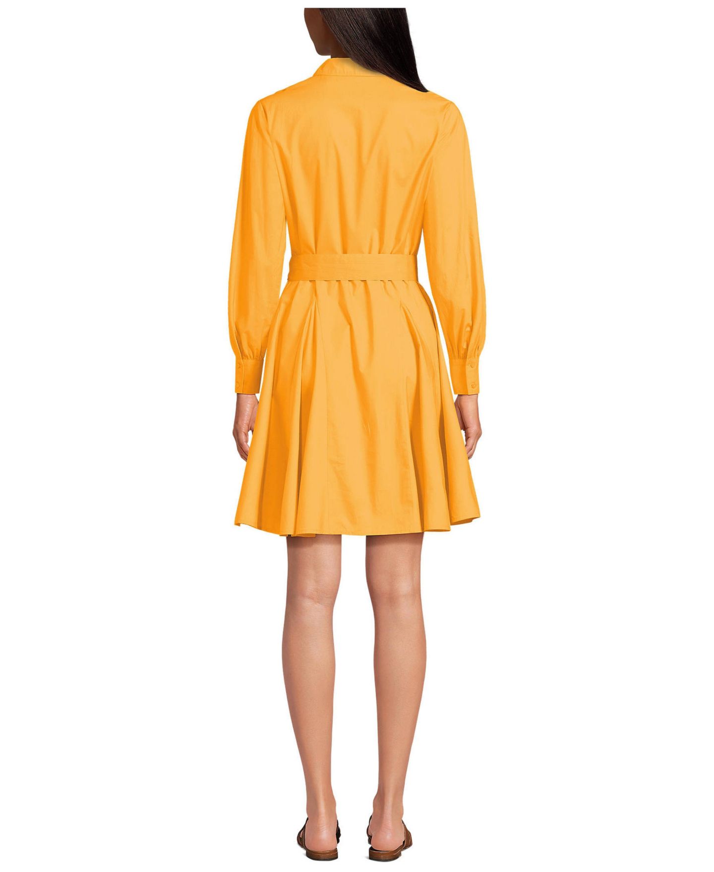 Женское платье Lands' End Embroidered Poplin Button Front with Godets, цвет: Манговый — фото 2