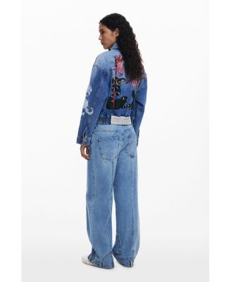 Women's Denim jacket with oriental embroidery