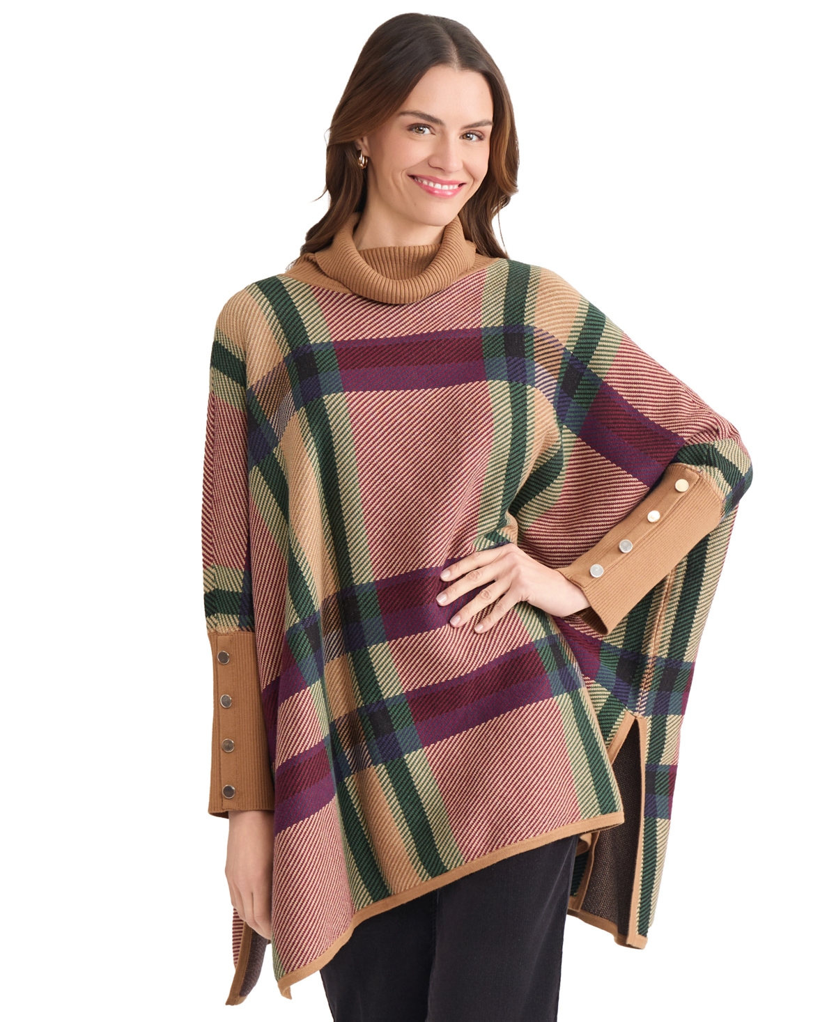 Jones New York Women's Drop Shoulder Turtle Neck Sweater In Brown