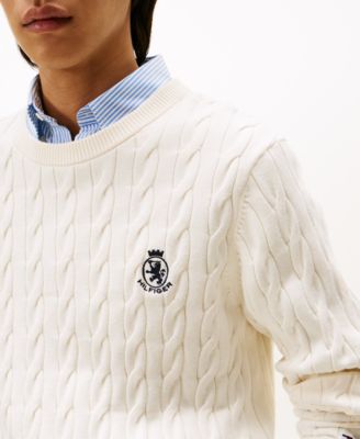 Men's Classic Cable Crest Crewneck Sweater