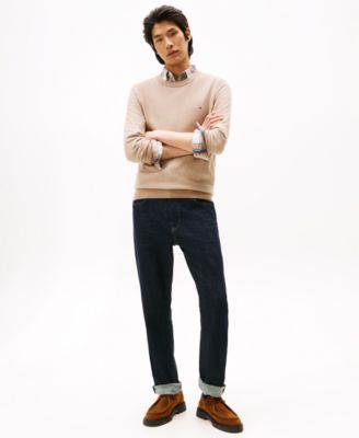Men's Crewneck Two-Tone Pima Cotton Cashmere Sweater