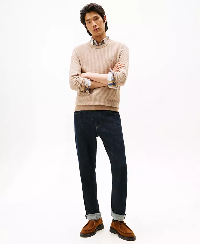 Men's Crewneck Two-Tone Pima Cotton Cashmere Sweater - thumbnail 4