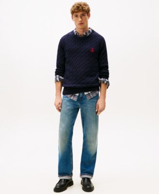 Men's Classic Cable Crest Crewneck Sweater