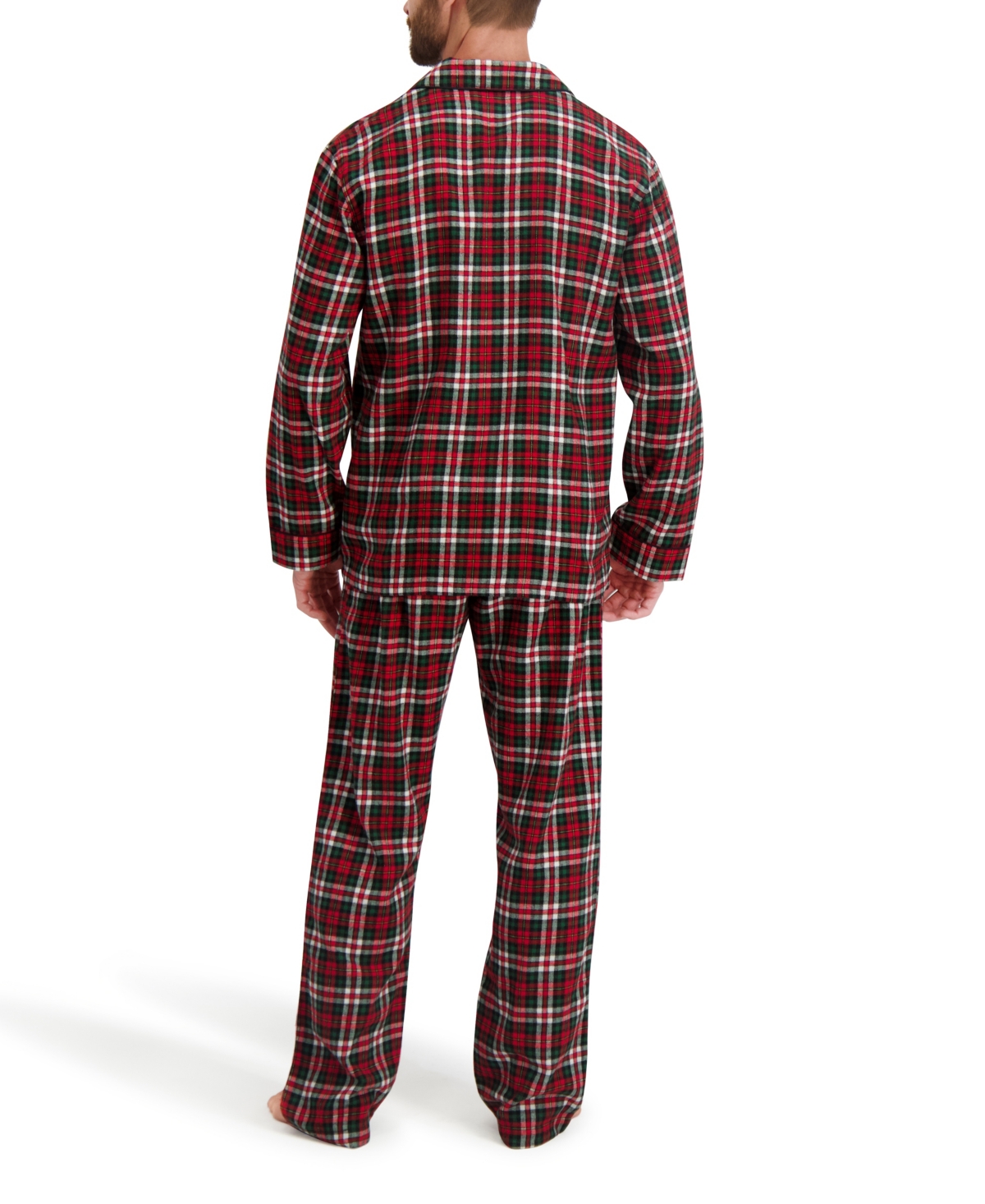 Hanes Men's Flannel Button Down Pajama Sleep Set In Red