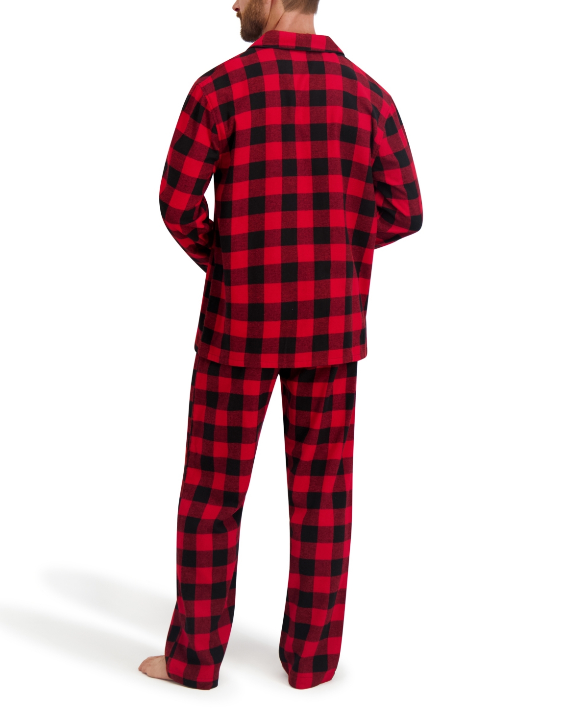Hanes Men's Flannel Button Down Pajama Sleep Set In Red