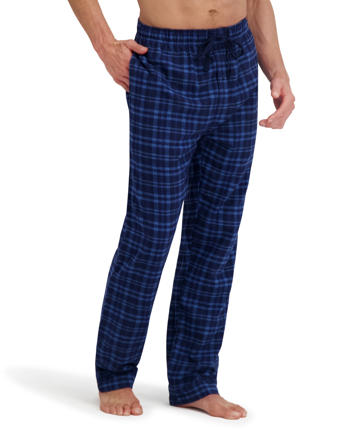 Hanes Men's Flannel Drawstring Sleep Pants In Blue